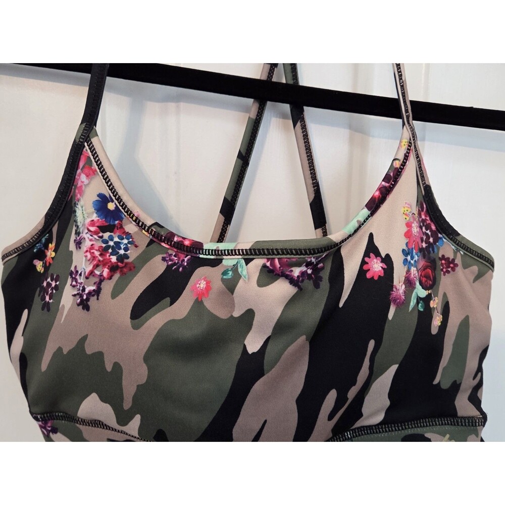 NWT NICOLE MILLER floral camo print sports bra lightly padded - Size S